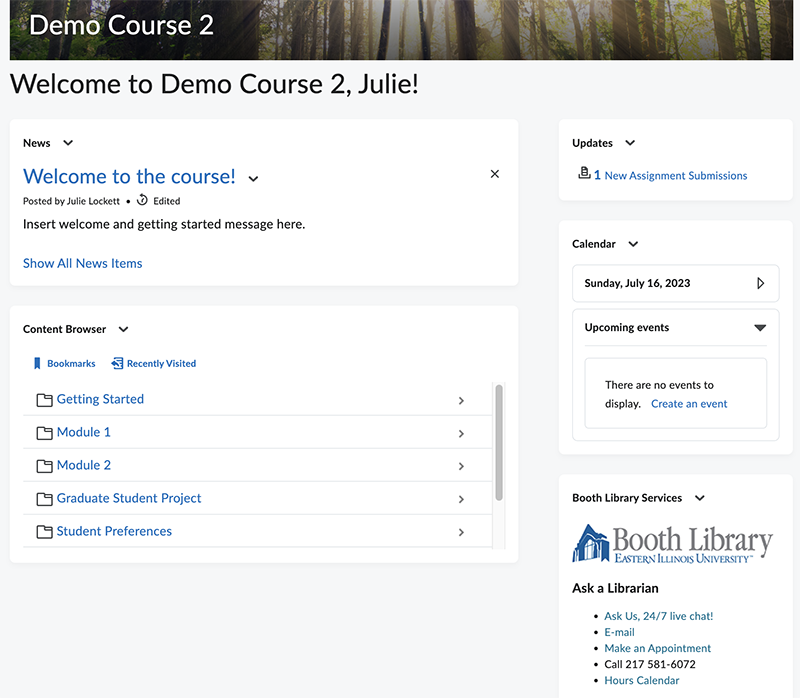 Default Course Homepage