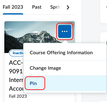 Pin course in the My Courses widget
