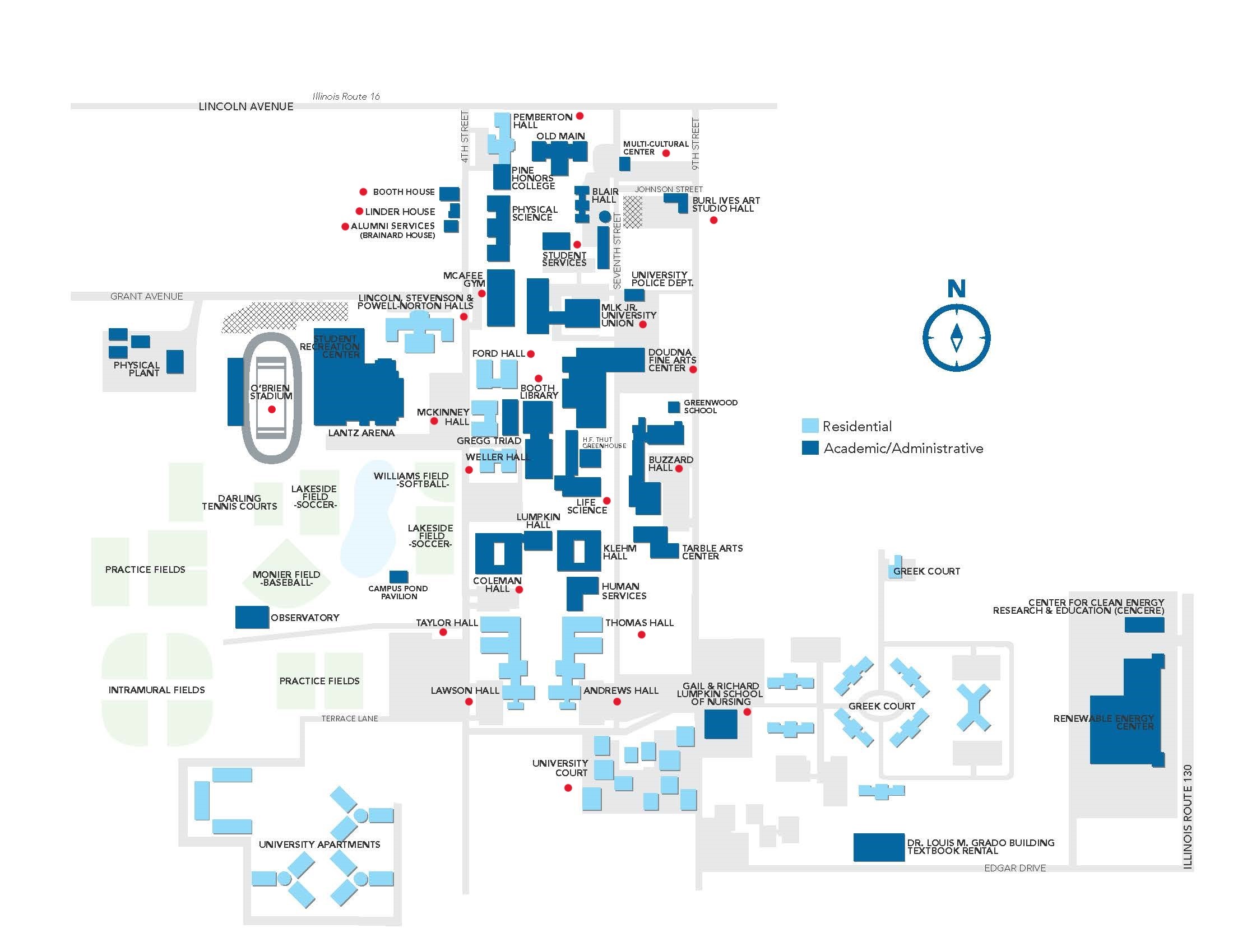 Campus map with all-gender restrooms