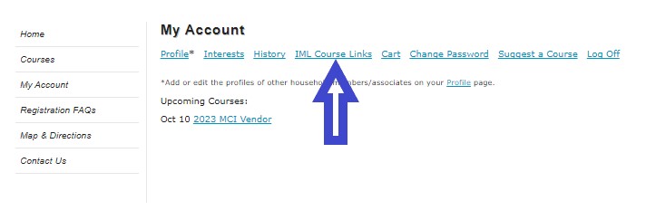 Screenshot of the IML pension training course course links tab