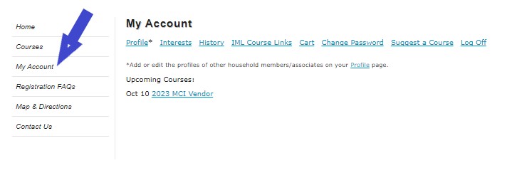 Screenshot of the IML pension training course my account page