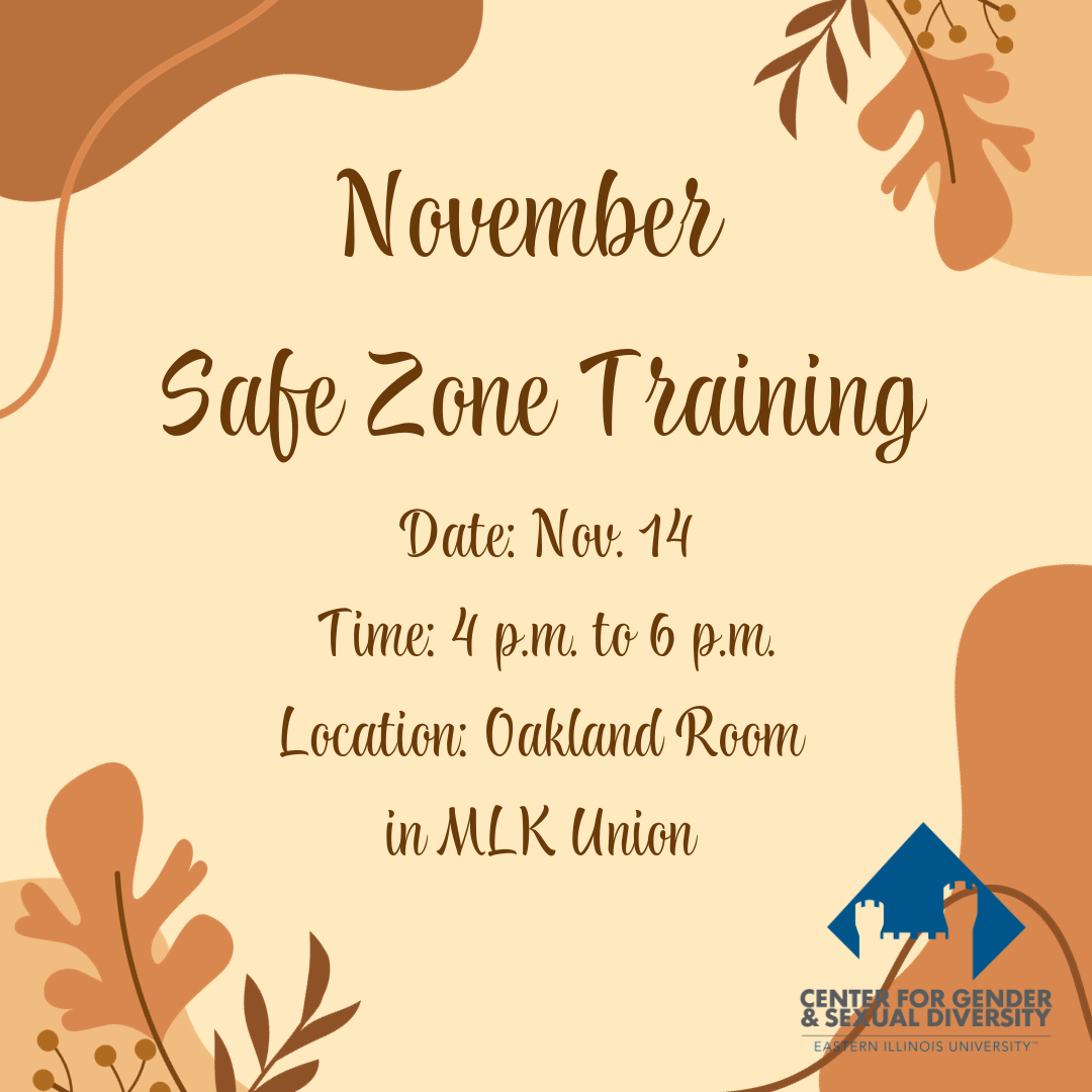 Safe Zone Training Calendar Eastern Illinois University