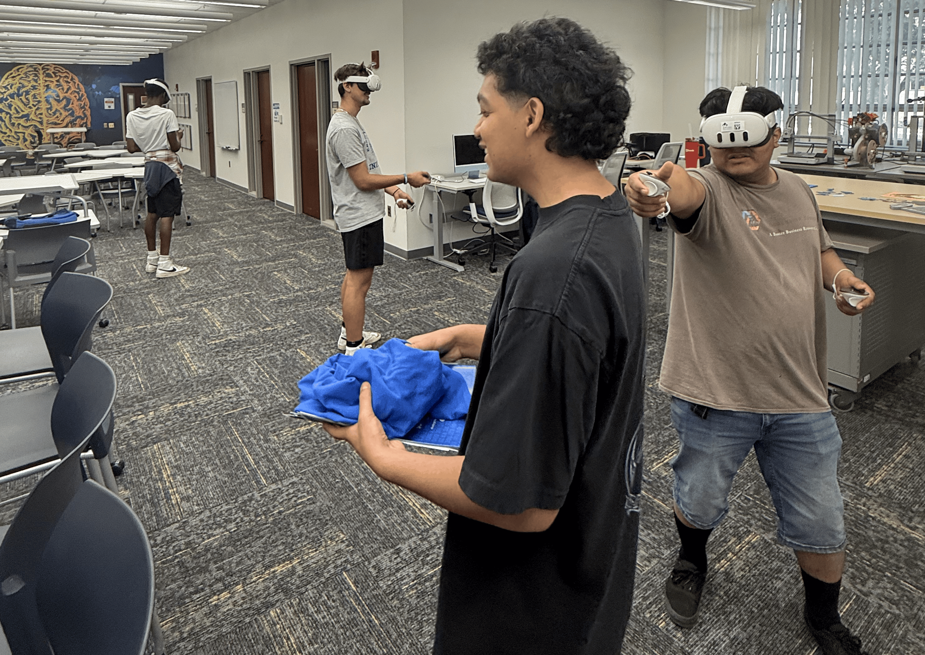 Students exploring with Virtual Reality headsets