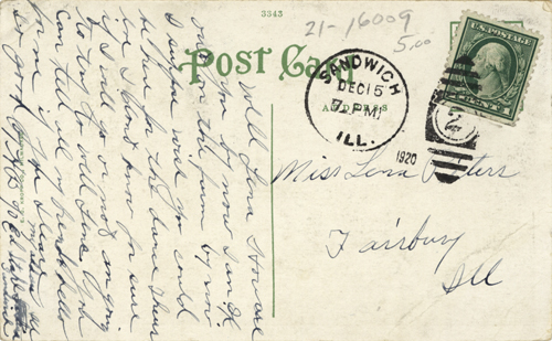 image of back of postcard