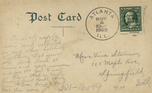 image of back of postcard