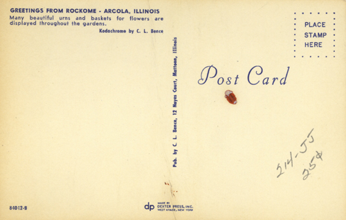 image of back of postcard