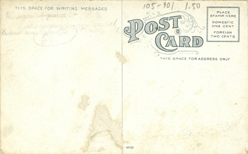 image of back of postcard