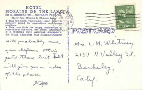 image of back of postcard