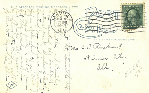 image of back of postcard