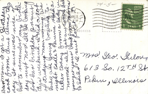 image of back of postcard