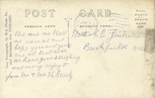 image of back of postcard