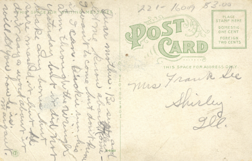 image of back of postcard