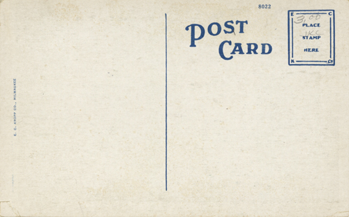 image of back of postcard