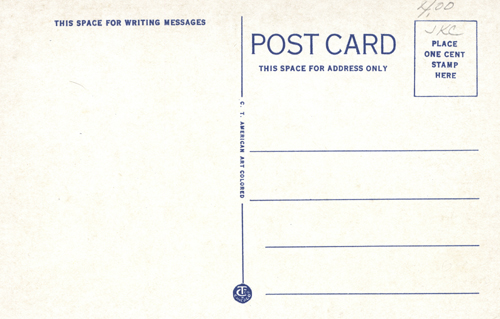 image of back of postcard