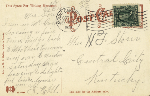 image of back of postcard