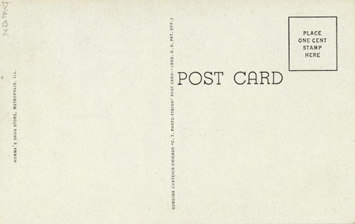 image of back of postcard