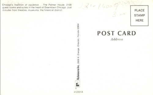 image of back of postcard