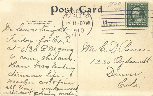 image of back of postcard