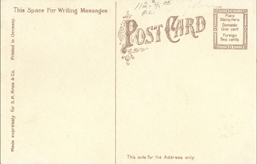 image of back of postcard