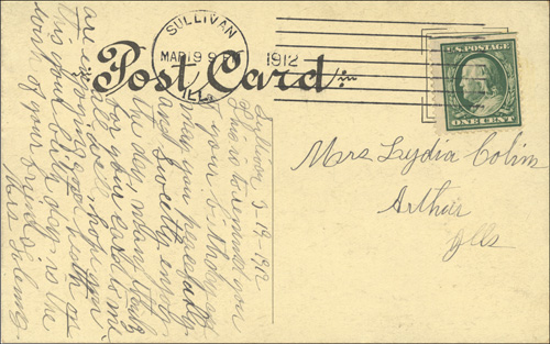 image of back of postcard