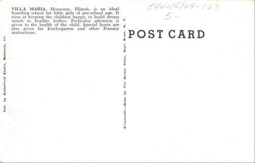 image of back of postcard