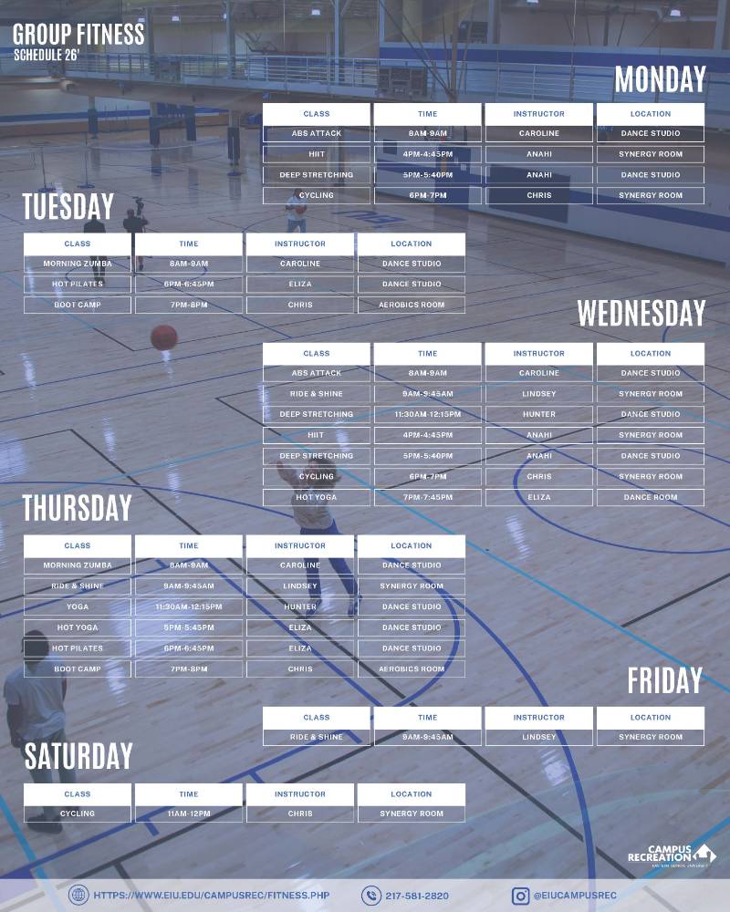 Fall 2025 Group Fitness Schedule