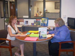Career Counselor Bobbi Kingery assisting student