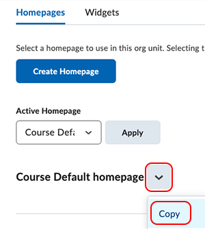 Copy Default Course Homepage