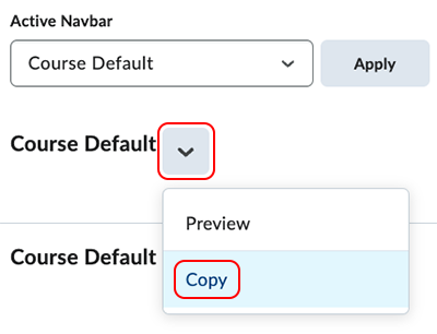 Copy default course navbar