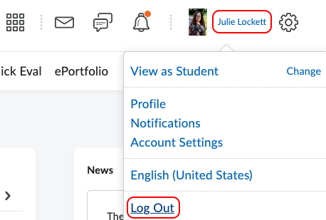 Log out of D2L