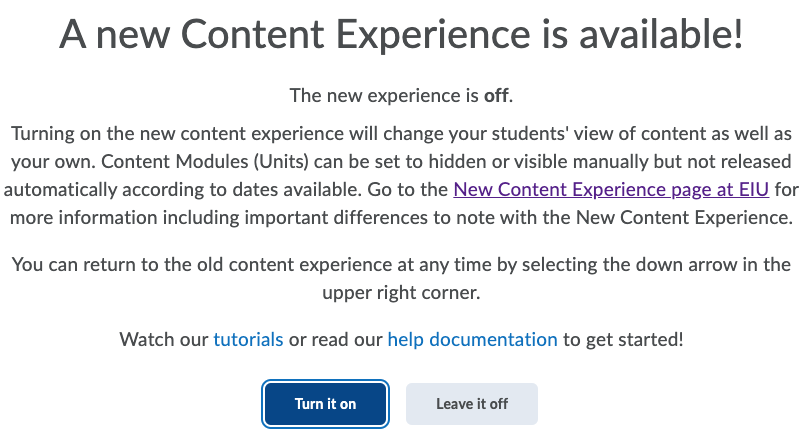 opt-in image for the New Content Experience