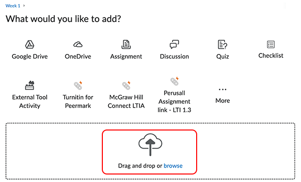 Drag and drop or browse for the file