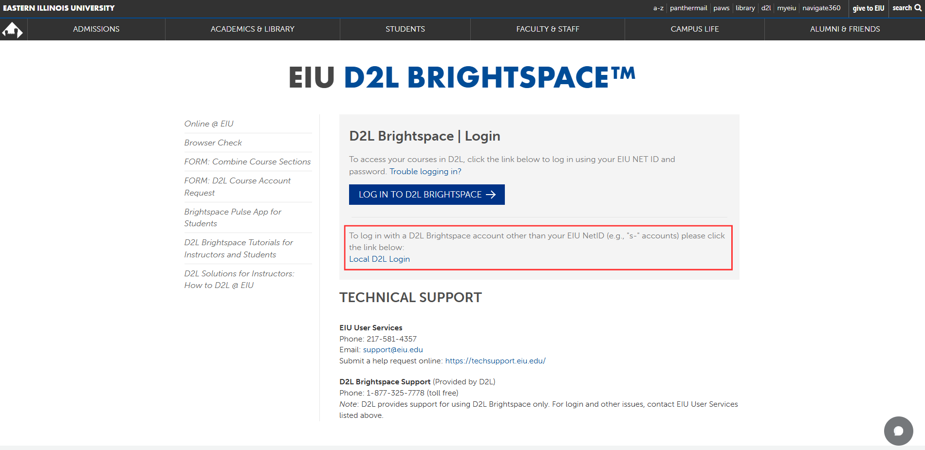 D2L s- Account Log In 
