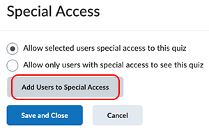Add Users to Special Access