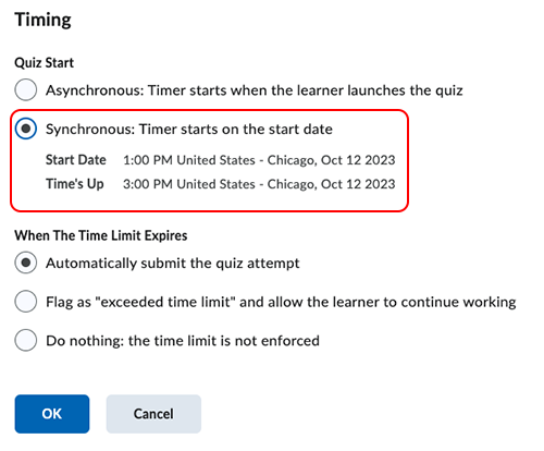 Synchronous: Timer starts on the start date