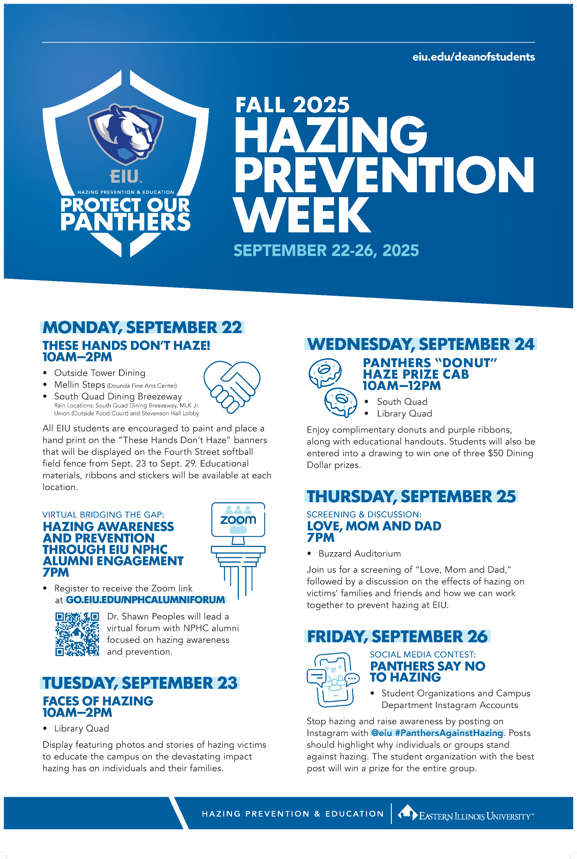 poster of hazing prevention week events