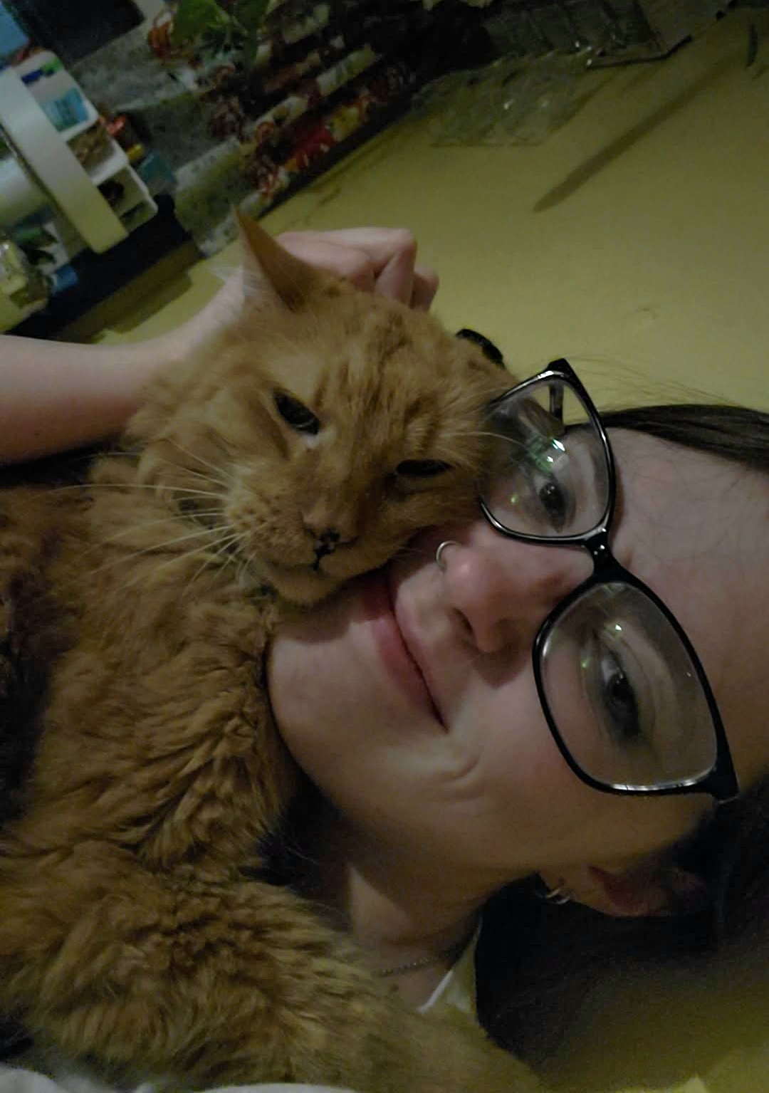 Young woman with cat