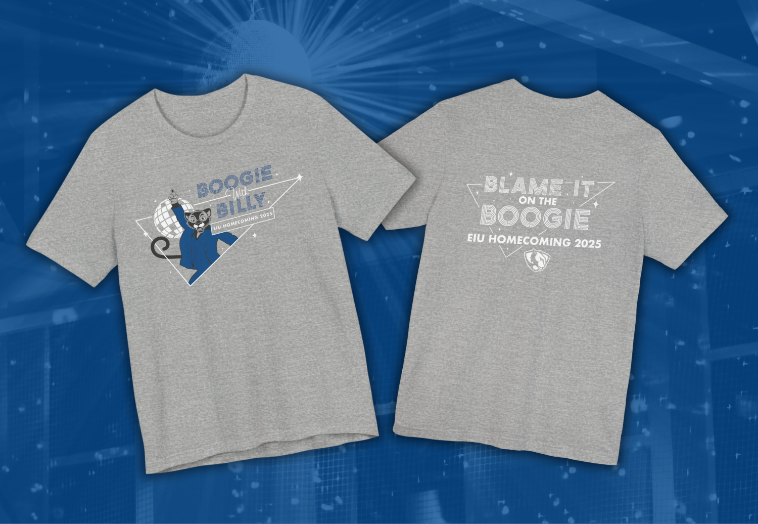 2025 EIU Homecoming Shirt Gray Front and Back 2025 EIU Homecoming Shirt Gray Front and Back