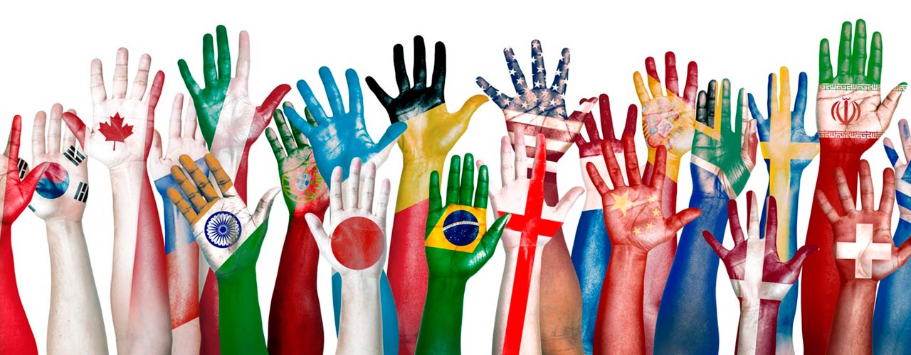 hands with flags painted on them