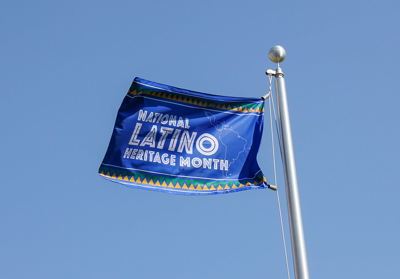national latino heritage month flag on flagpole