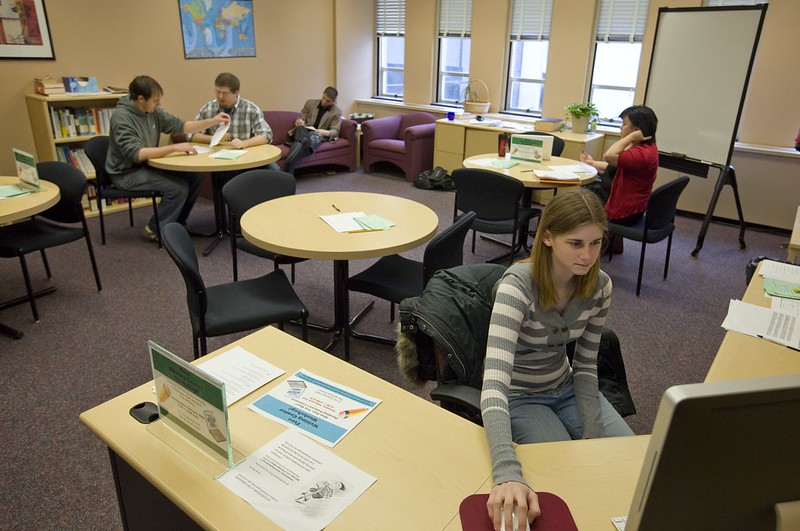 writing center with students working