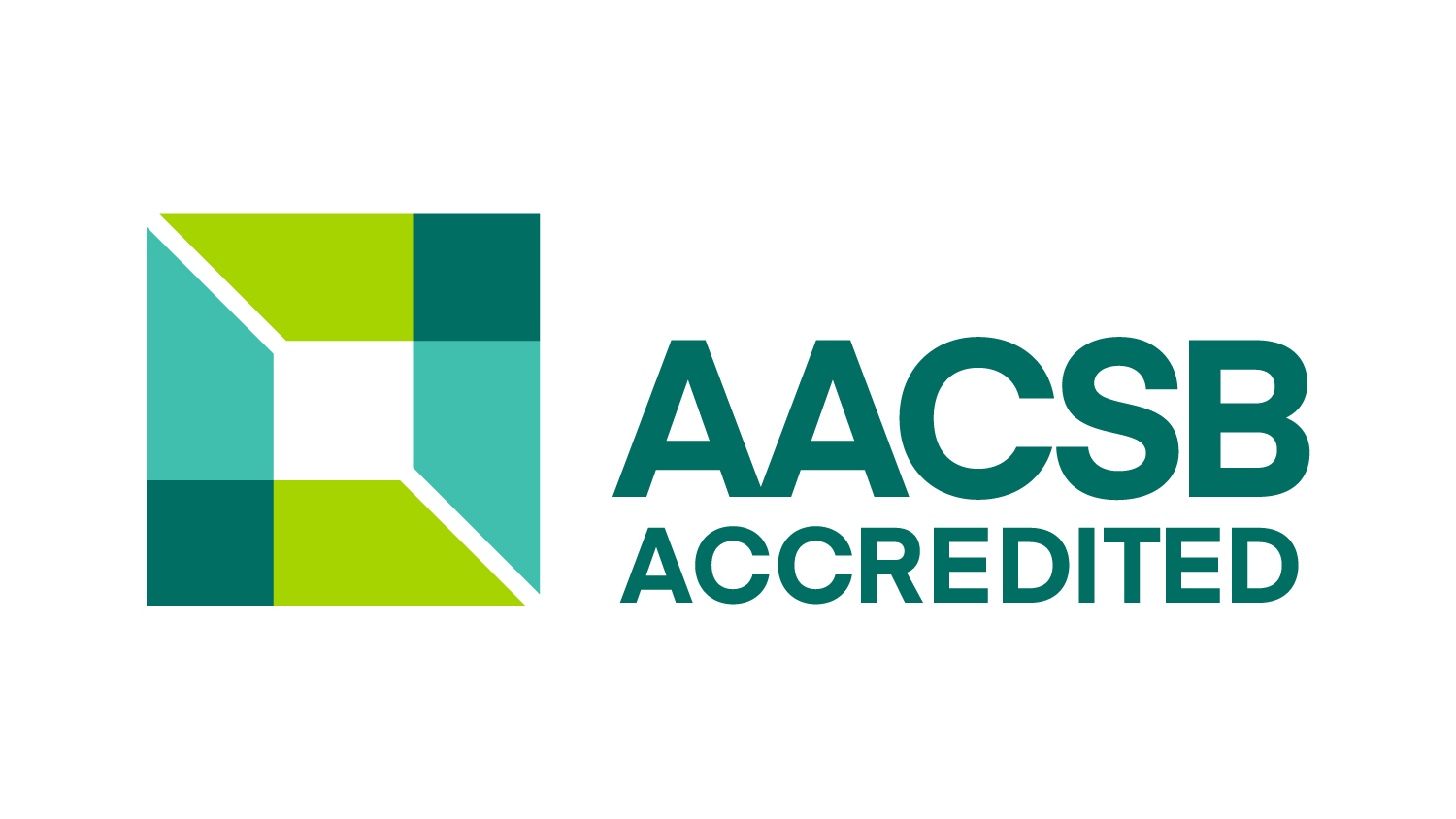 Picture with the AACSB logo with text that says AACSB accredited