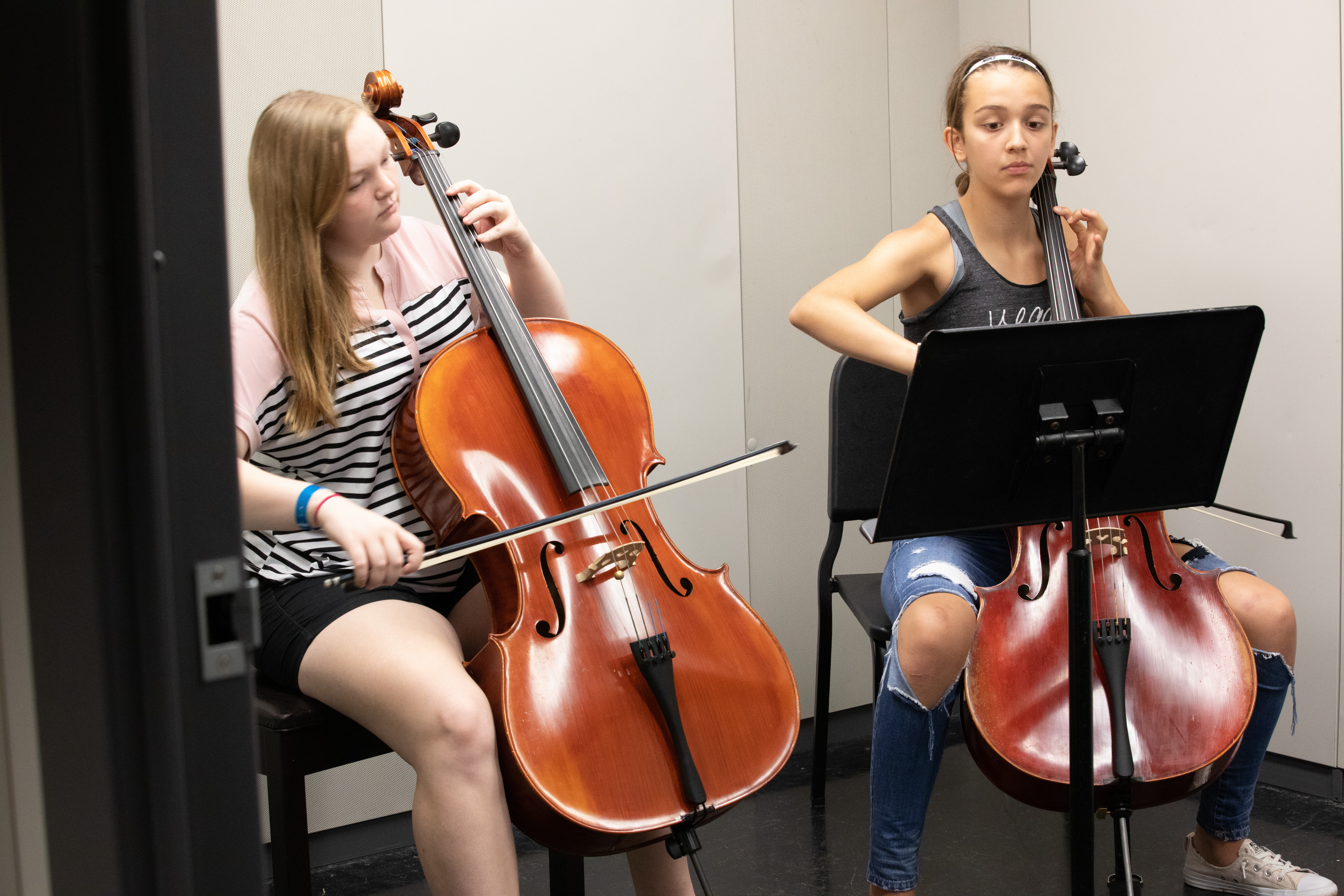 Cello Campers Practicing Together