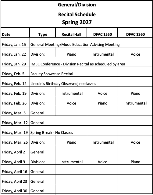 General Division Spring 2027