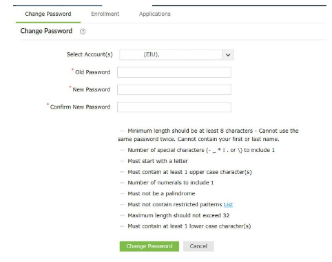 new password requirement