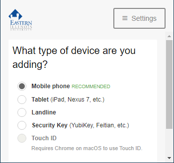 Choosing a type of device
