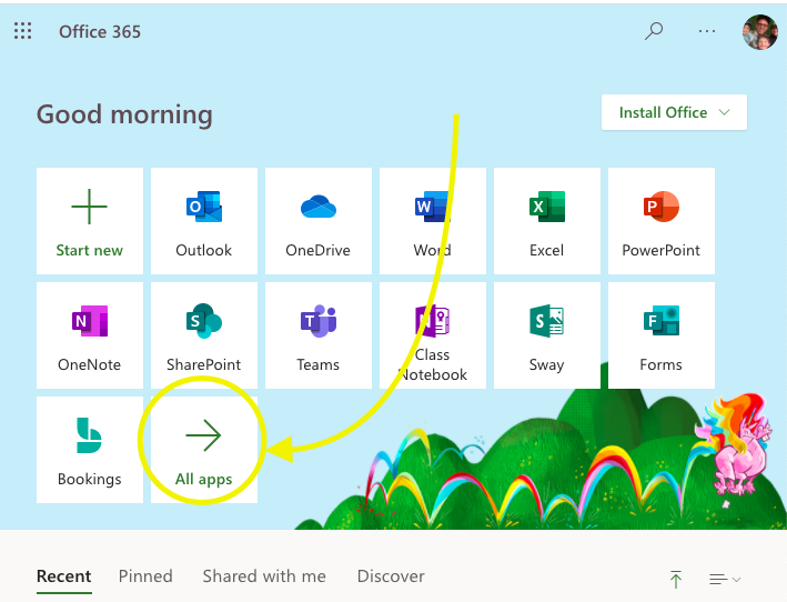 View microsoft Apps. 