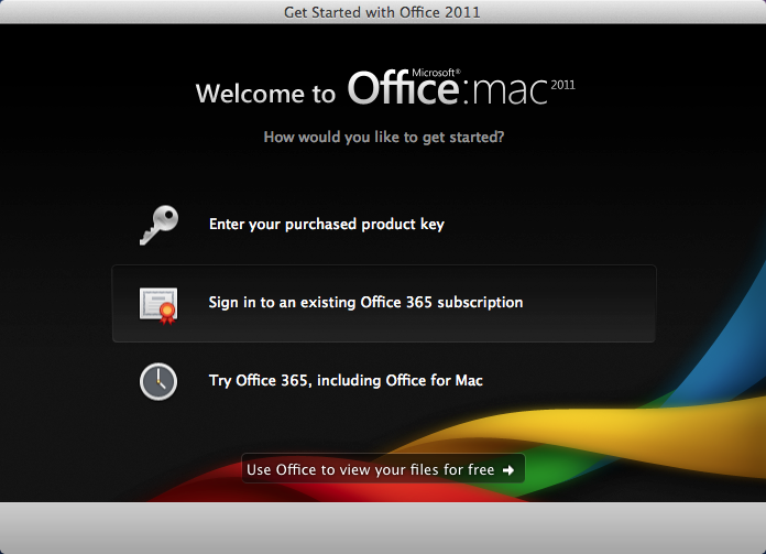 Office 2011 Mac signin