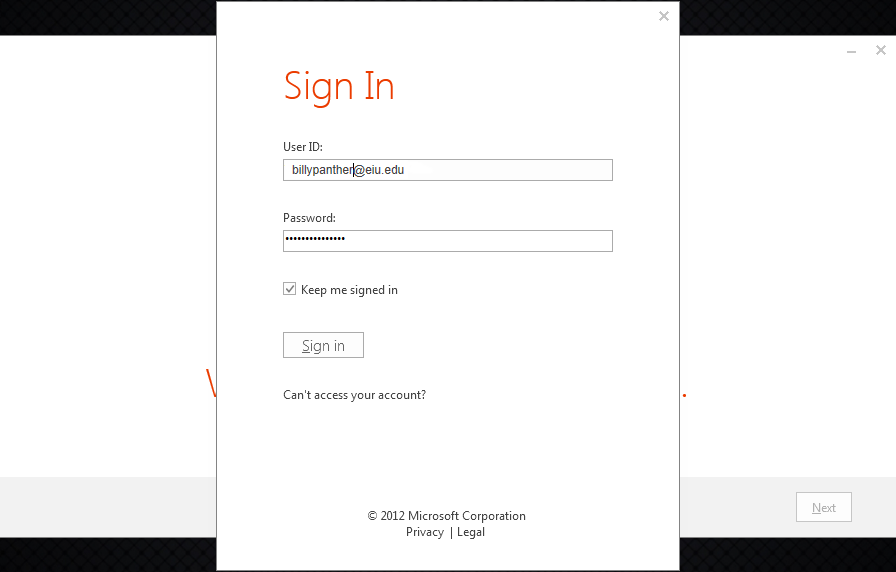 Sign in to Activate Office 365 Windows