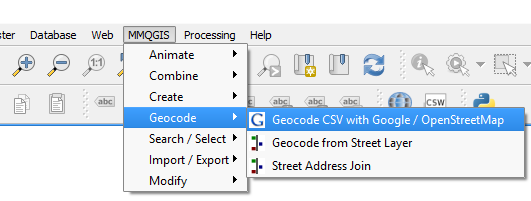 Geocode menu item